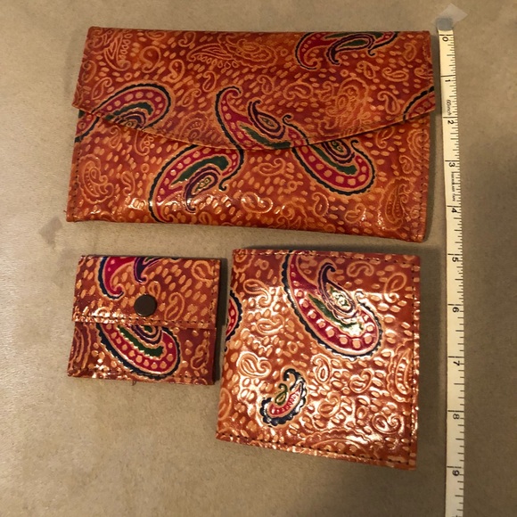 Moroccan Leather clutch, wallet, coin purse set - Picture 3 of 5